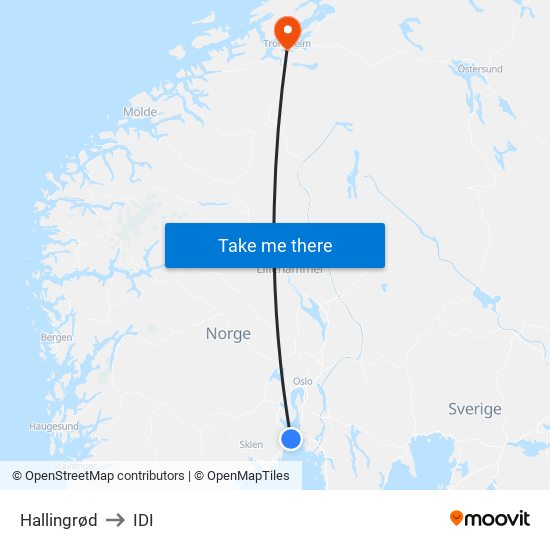Hallingrød to IDI map