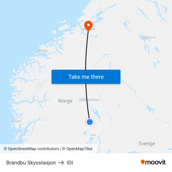 Brandbu Skysstasjon to IDI map