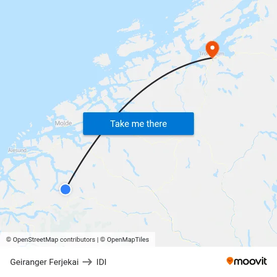 Geiranger Ferjekai to IDI map