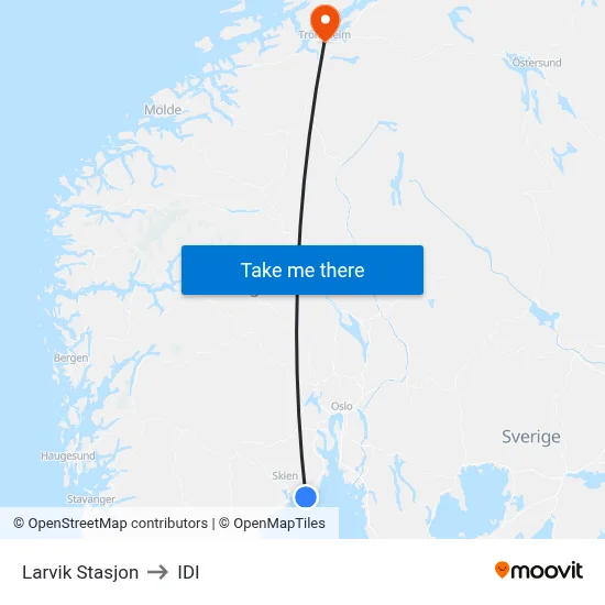 Larvik Stasjon to IDI map