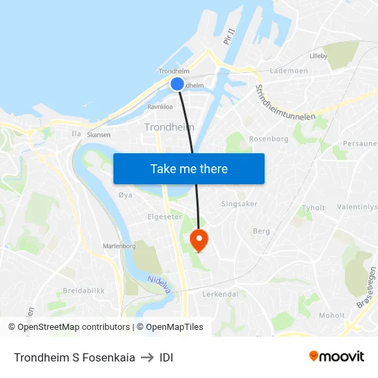 Trondheim S Fosenkaia to IDI map
