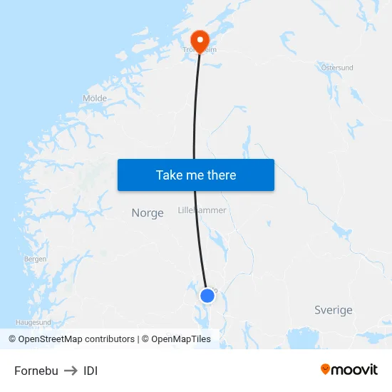 Fornebu to IDI map