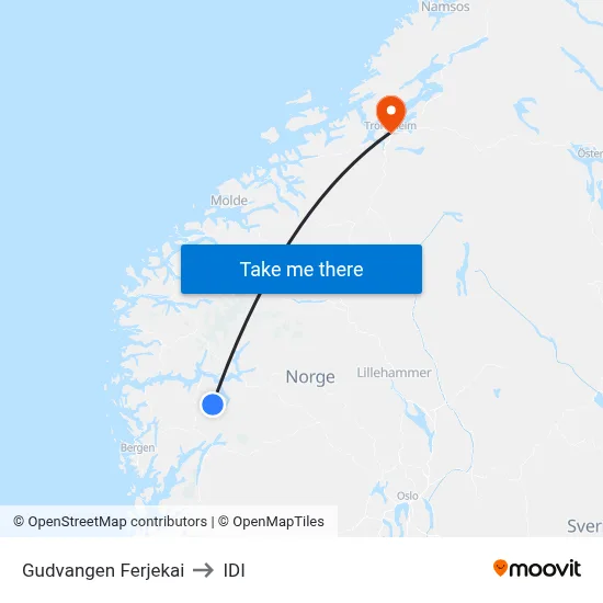 Gudvangen Ferjekai to IDI map