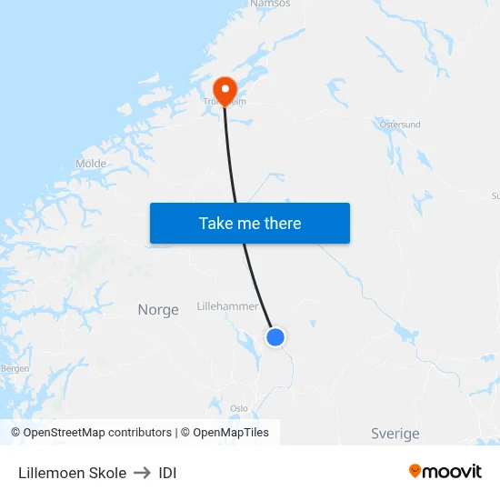 Lillemoen Skole to IDI map