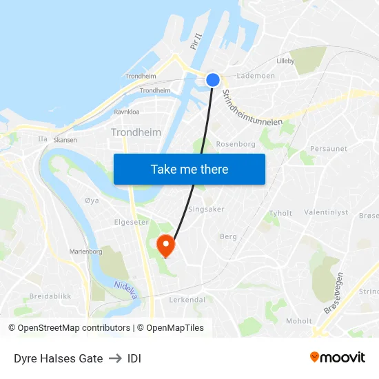 Dyre Halses Gate to IDI map