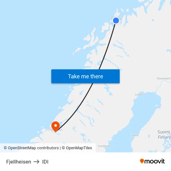 Fjellheisen to IDI map