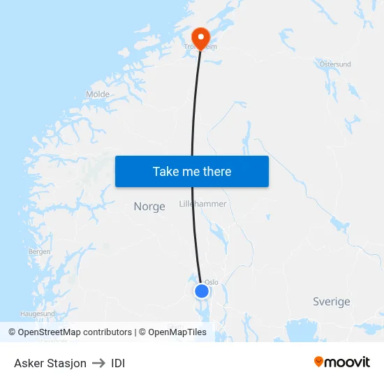 Asker Stasjon to IDI map