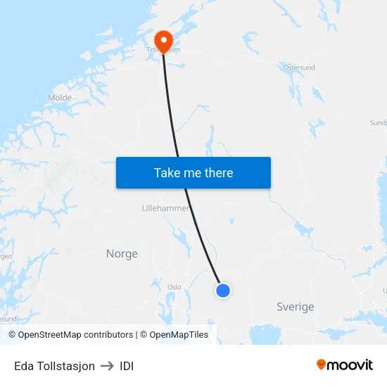 Eda Tollstasjon to IDI map