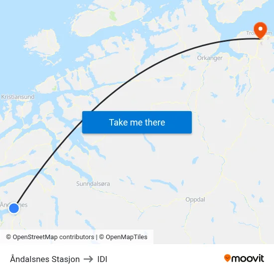 Åndalsnes Stasjon to IDI map