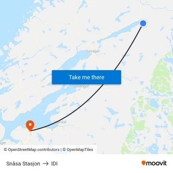 Snåsa Stasjon to IDI map