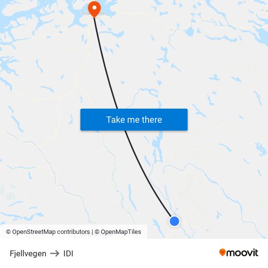 Fjellvegen to IDI map