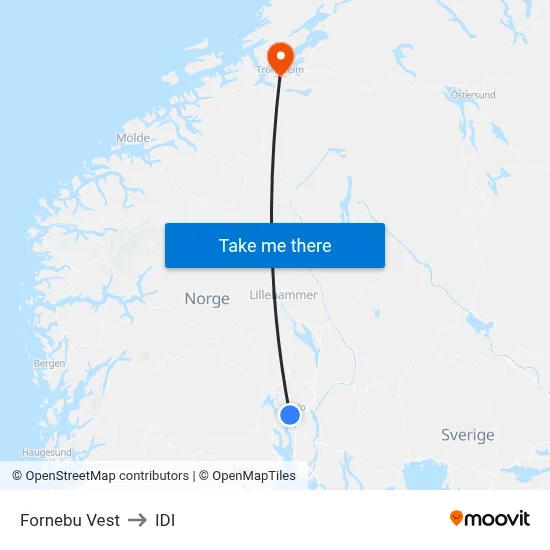 Fornebu Vest to IDI map