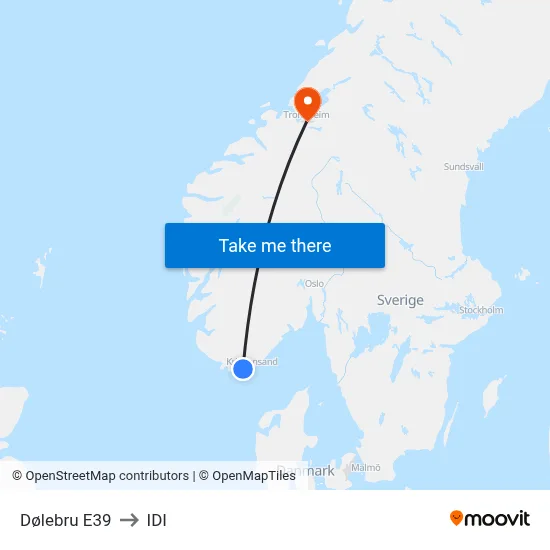 Dølebru E39 to IDI map