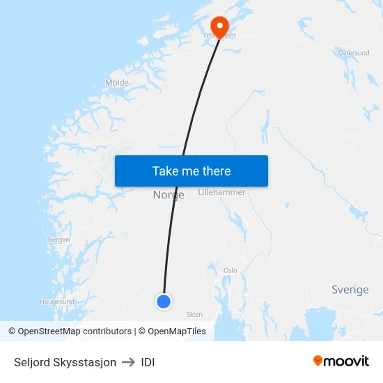 Seljord Skysstasjon to IDI map