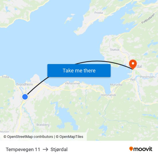 Tempevegen 11 to Stjørdal map