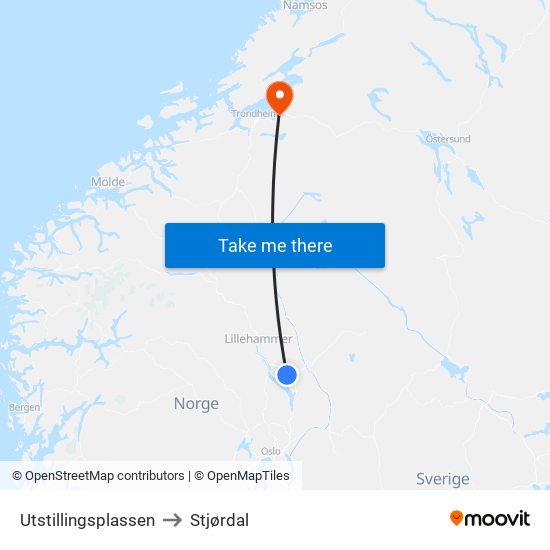 Utstillingsplassen to Stjørdal map