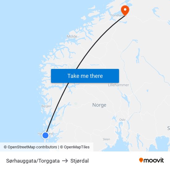 Sørhauggata/Torggata to Stjørdal map