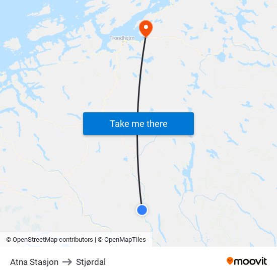 Atna Stasjon to Stjørdal map