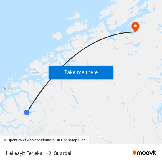 Hellesylt Ferjekai to Stjørdal map