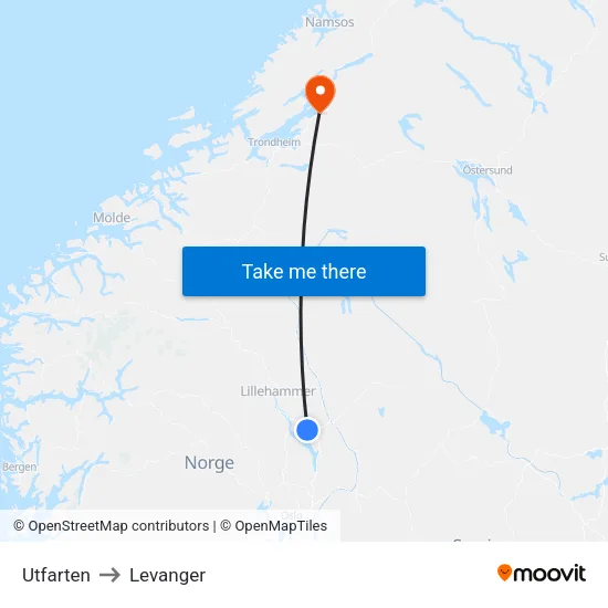 Utfarten to Levanger map
