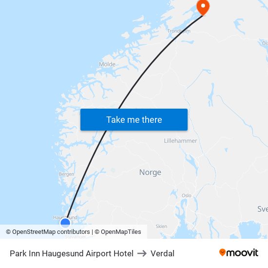 Park Inn Haugesund Airport Hotel to Verdal map