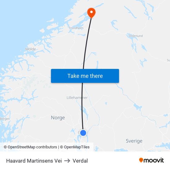 Haavard Martinsens Vei to Verdal map