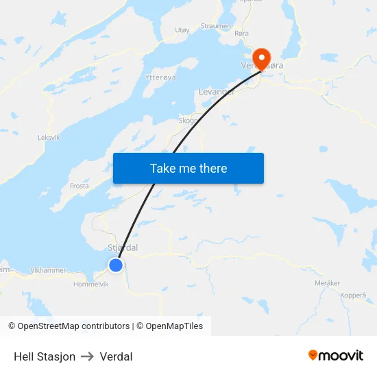 Hell Stasjon to Verdal map