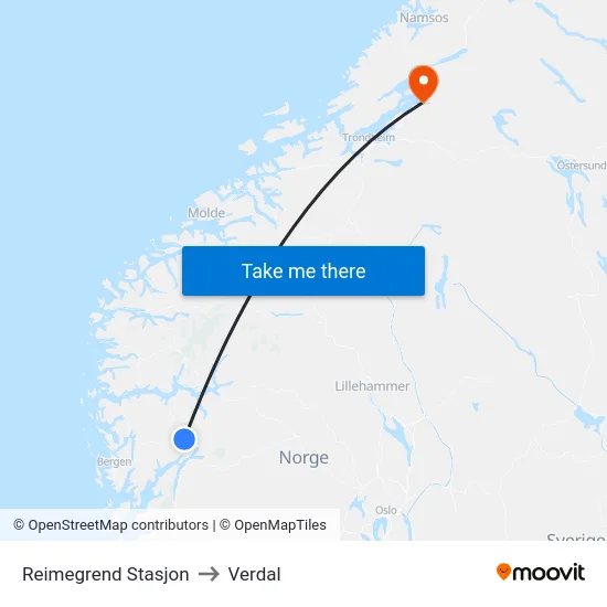 Reimegrend Stasjon to Verdal map
