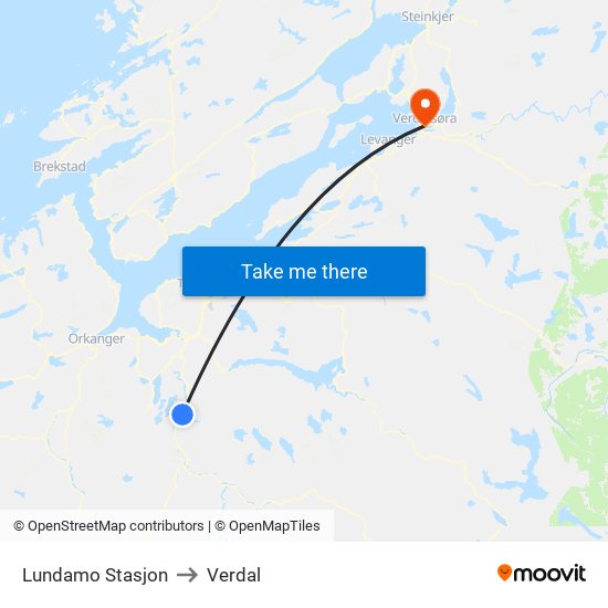 Lundamo Stasjon to Verdal map