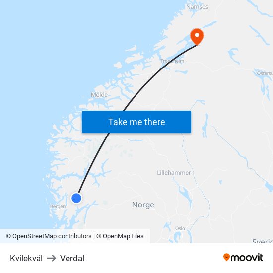 Kvilekvål to Verdal map