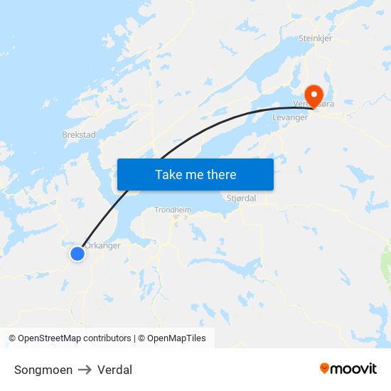 Songmoen to Verdal map