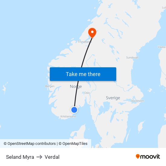 Seland Myra to Verdal map