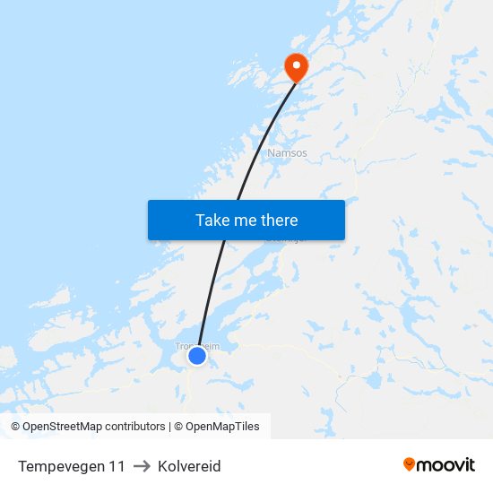 Tempevegen 11 to Kolvereid map