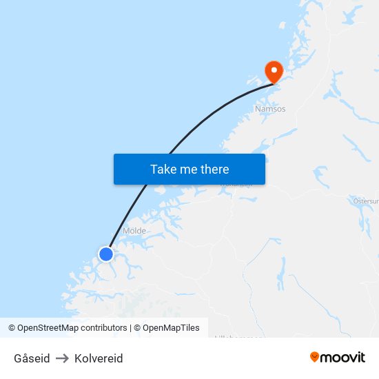 Gåseid to Kolvereid map