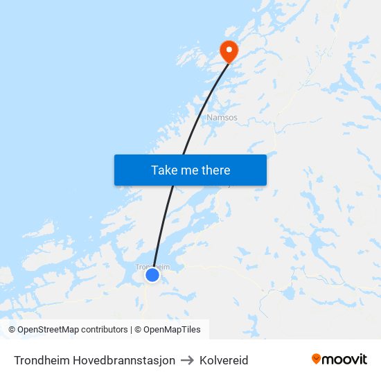 Trondheim Hovedbrannstasjon to Kolvereid map