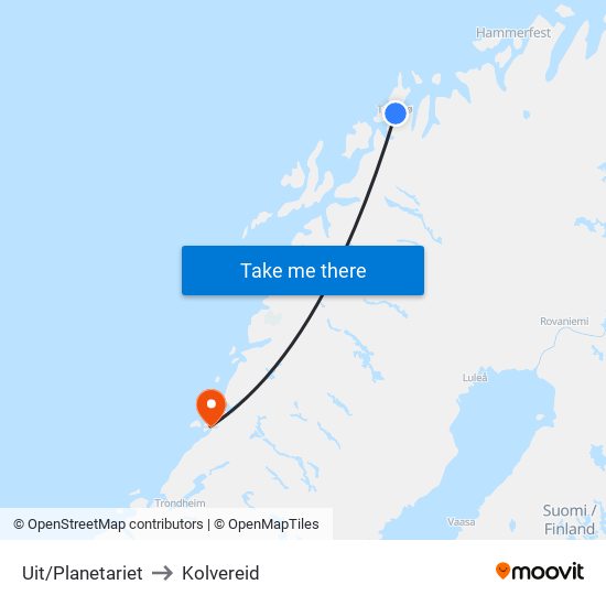 Uit/Planetariet to Kolvereid map