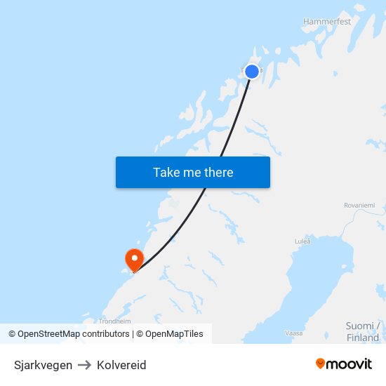 Sjarkvegen to Kolvereid map