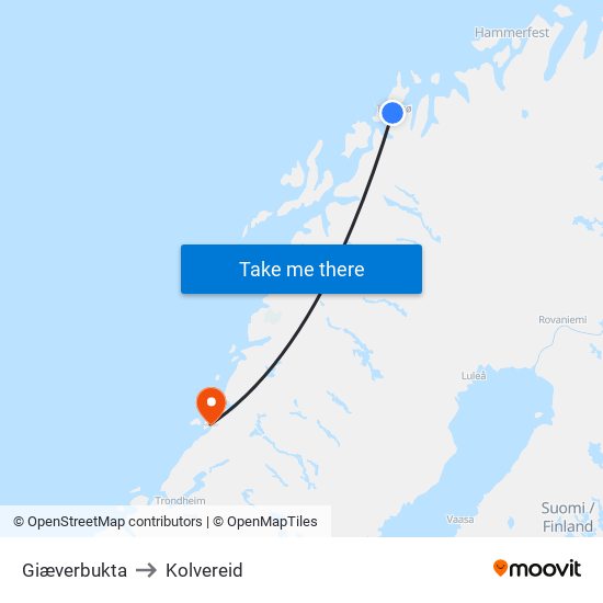 Giæverbukta to Kolvereid map