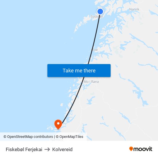 Fiskebøl Ferjekai to Kolvereid map