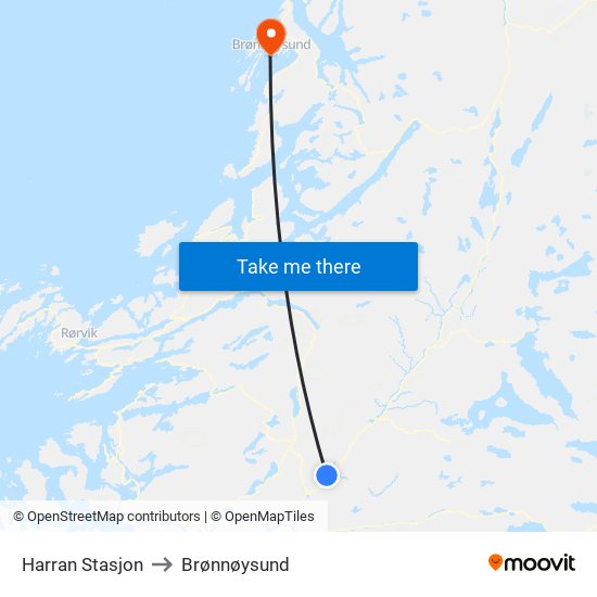 Harran Stasjon to Brønnøysund map