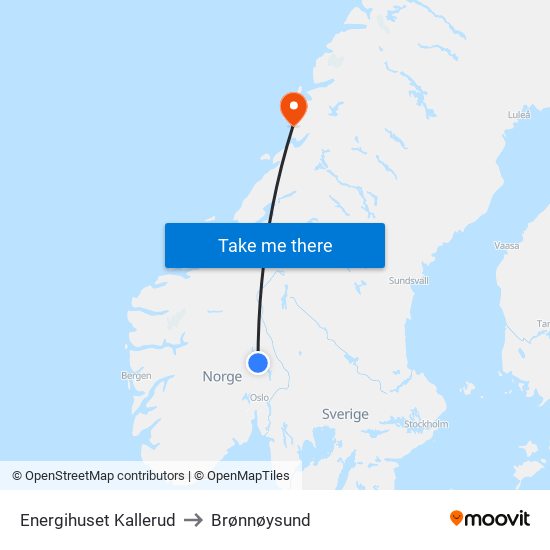 Energihuset Kallerud to Brønnøysund map