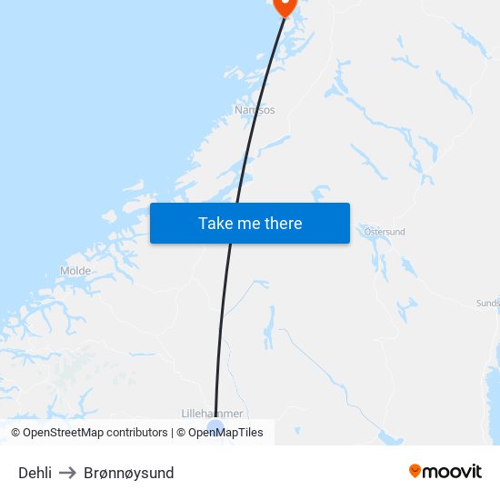 Dehli to Brønnøysund map