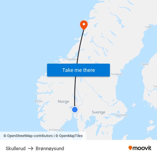 Skullerud to Brønnøysund map