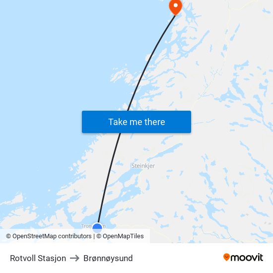 Rotvoll Stasjon to Brønnøysund map
