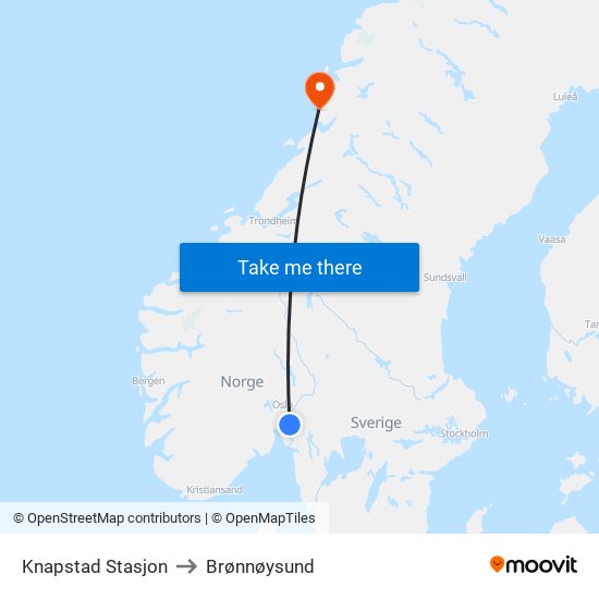Knapstad Stasjon to Brønnøysund map