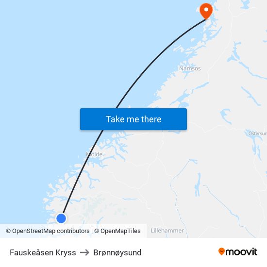 Fauskeåsen Kryss to Brønnøysund map