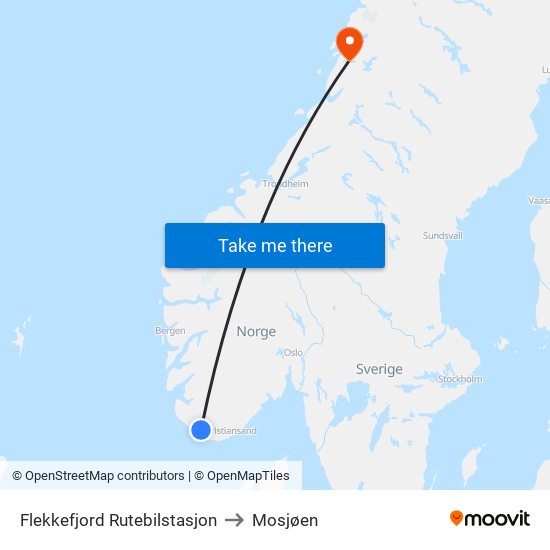 Flekkefjord Rutebilstasjon to Mosjøen map