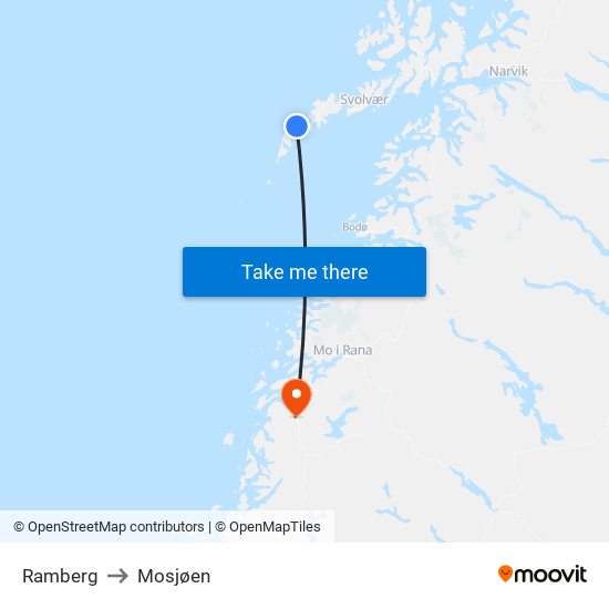 Ramberg to Mosjøen map