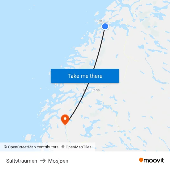 Saltstraumen to Mosjøen map