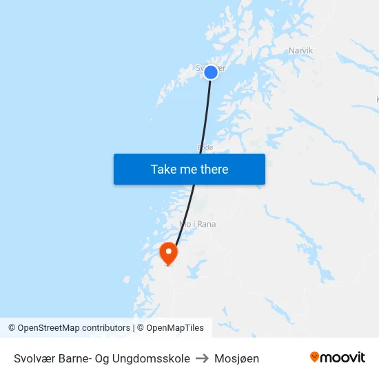 Svolvær Barne- Og Ungdomsskole to Mosjøen map